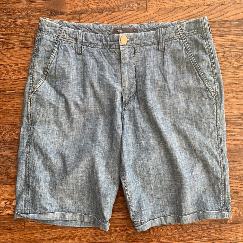 Men’s Vince Blue Cotton Chambray Shorts